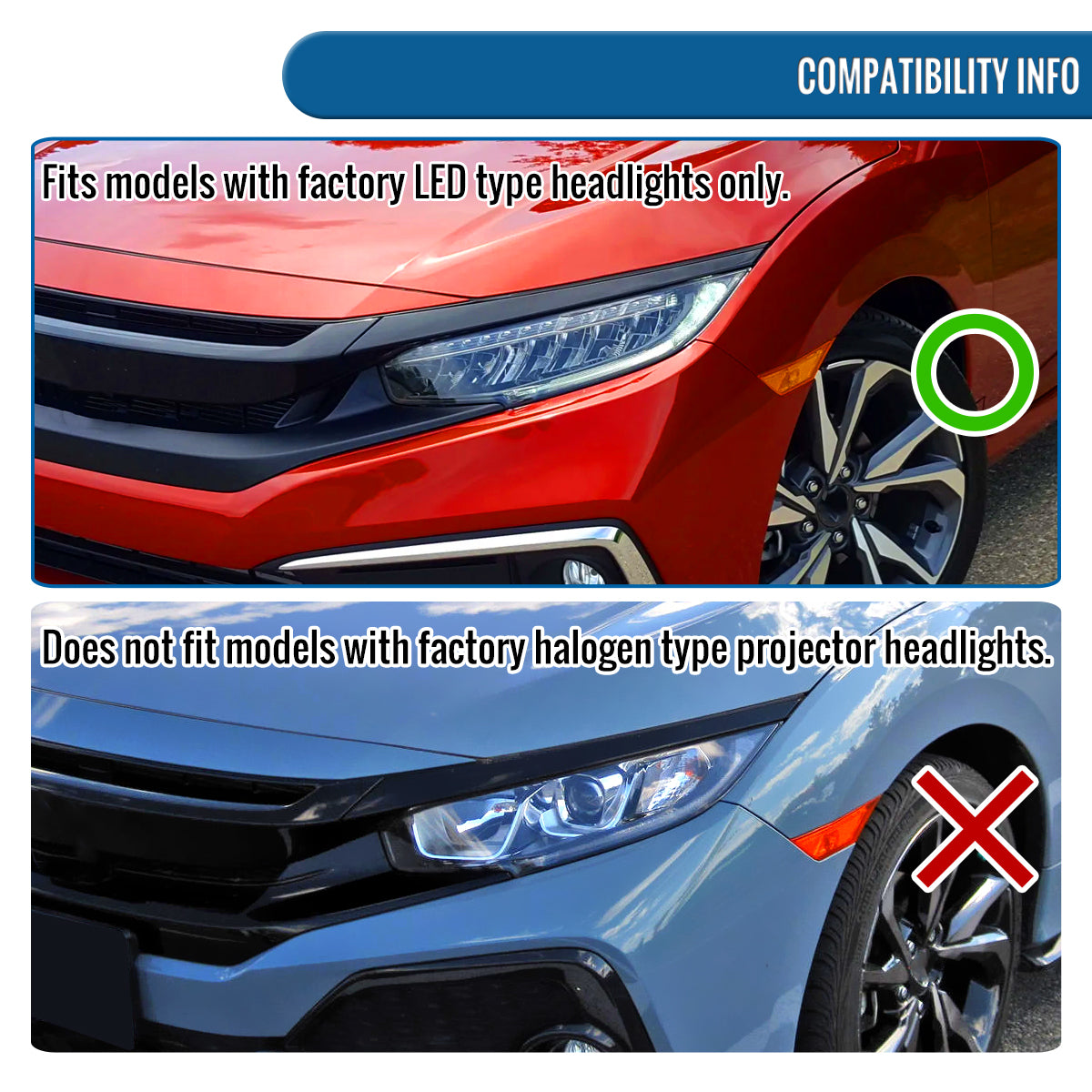 Ronnin - Fits 2016-2021 Honda Civic Full LED Upgrade Replacement For LED Type Projector Headlights Switchback Sequential Turn Signals + Animated Startup Assembly Pair | Chrome