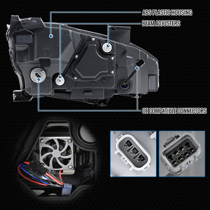 Ronnin - Fits 2016-2021 Honda Civic Full LED Upgrade Replacement For LED Type Projector Headlights Switchback Sequential Turn Signals + Animated Startup Assembly Pair | Chrome
