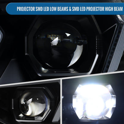 2012-2015 BMW F30 3 Series Sedan 328i 335i 320i Full LED DRL Tube Dual Projector LED Headlights Switchback Sequential Signal + Animated Startup Pair | Black Eyelid Black