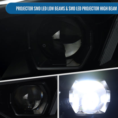 2012-2015 BMW F30 3 Series Sedan 328i 335i 320i Full LED DRL Tube Dual Projector LED Headlights Switchback Sequential Signal + Animated Startup Pair | Black Eyelid Black Smoke