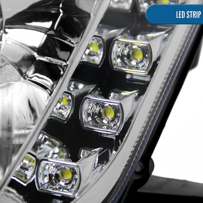 Ronnin - Fits 2003-2005 Nissan 350Z Upgraded LED Strip HID Xenon Projector Headlights Assembly Pair | Chrome