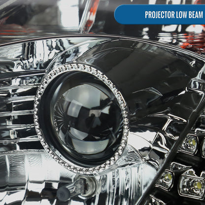 Ronnin - Fits 2003-2005 Nissan 350Z Upgraded LED Strip HID Xenon Projector Headlights Assembly Pair | Smoke