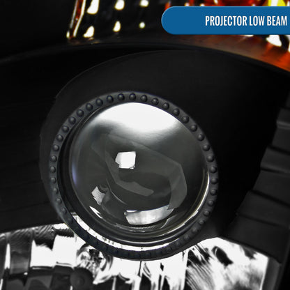 Ronnin - Fits 2003-2005 Nissan 350Z Upgraded LED Strip HID Xenon Projector Headlights Assembly Pair | Black