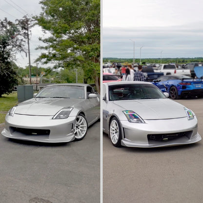 Ronnin - Fits 2003-2005 Nissan 350Z Upgraded Replacement HID Xenon Projector Headlights LED Switchback Sequential Turn Signals + Animated Startup Effect Assembly Pair | Black