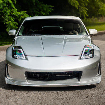 Ronnin - Fits 2003-2005 Nissan 350Z Upgraded Replacement HID Xenon Projector Headlights LED Switchback Sequential Turn Signals + Animated Startup Effect Assembly Pair | Black