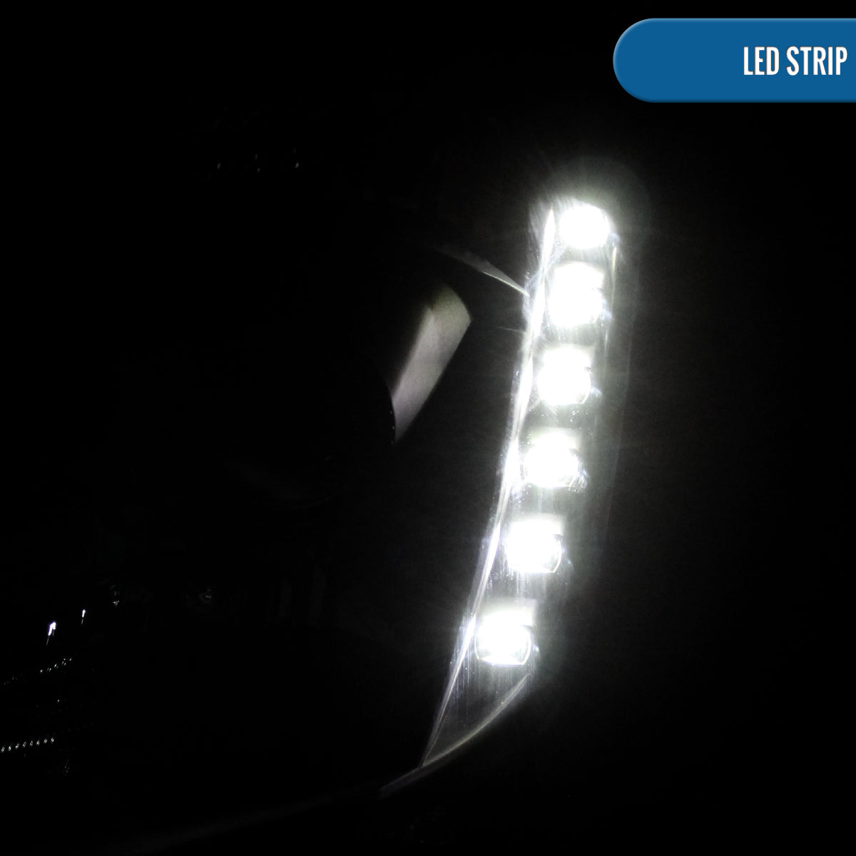 Ronnin - Fits 2003-2005 Nissan 350Z Upgraded LED Strip HID Xenon Projector Headlights Assembly Pair | Black Smoke