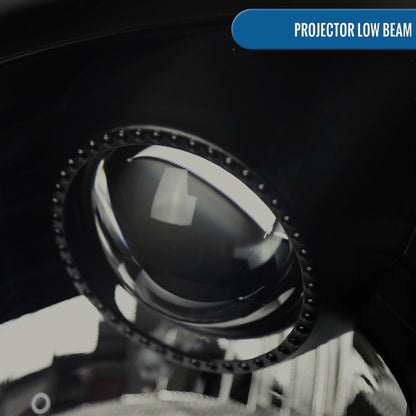 Ronnin - Fits 2003-2005 Nissan 350Z Upgraded LED Strip HID Xenon Projector Headlights Assembly Pair | Black Smoke