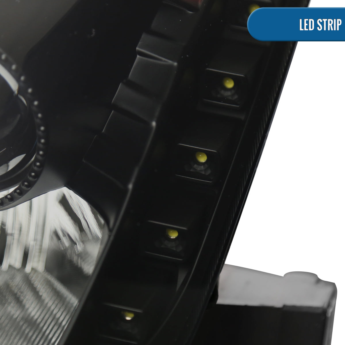 Ronnin - Fits 2003-2005 Nissan 350Z Upgraded LED Strip HID Xenon Projector Headlights Assembly Pair | Black Smoke