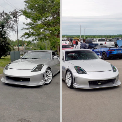 Ronnin - Fits 2003-2005 Nissan 350Z Upgraded Replacement HID Xenon Projector Headlights LED Switchback Sequential Turn Signals + Animated Startup Effect Assembly Pair | Black Smoke