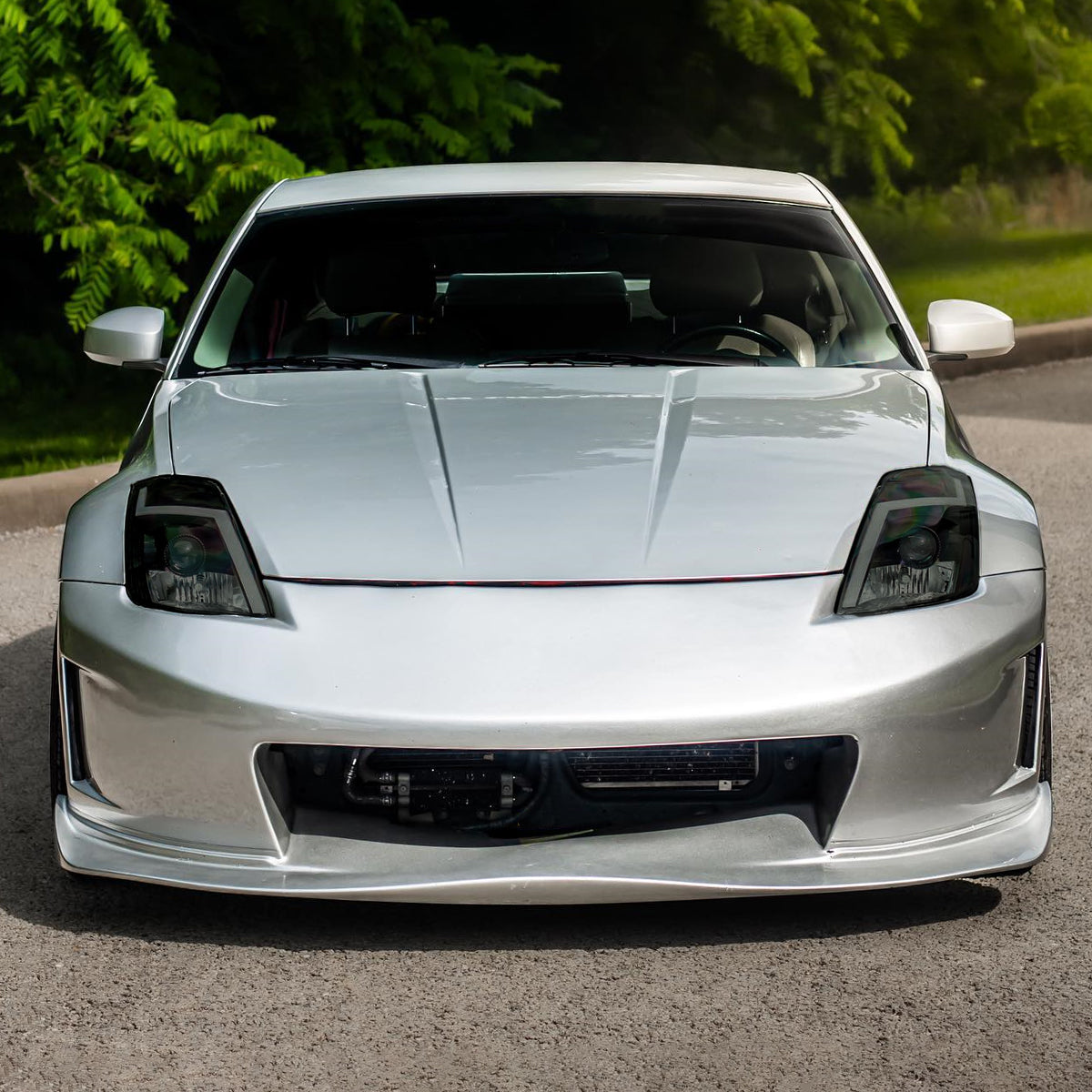 Ronnin - Fits 2003-2005 Nissan 350Z Upgraded Replacement HID Xenon Projector Headlights LED Switchback Sequential Turn Signals + Animated Startup Effect Assembly Pair | Black Smoke