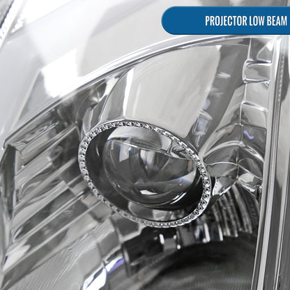 Ronnin - Fits 2003-2005 Nissan 350Z Upgraded Replacement HID Xenon Projector Headlights LED Switchback Sequential Turn Signals + Animated Startup Effect Assembly Pair | Chrome