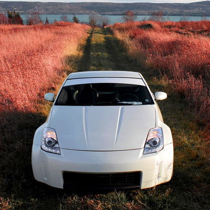 Ronnin - Fits 2006-2009 Nissan 350Z Upgraded LED Strip HID Xenon Projector Headlights Assembly Pair | Chrome