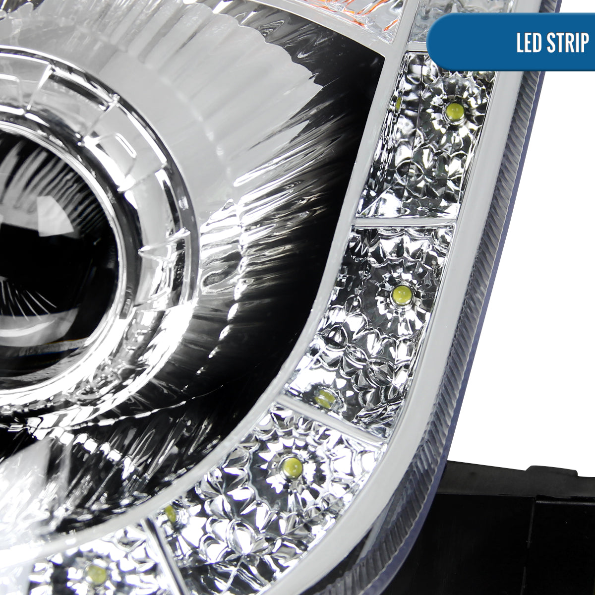 Ronnin - Fits 2006-2009 Nissan 350Z Upgraded LED Strip HID Xenon Projector Headlights Assembly Pair | Chrome