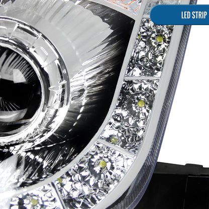 Ronnin - Fits 2006-2009 Nissan 350Z Upgraded LED Strip HID Xenon Projector Headlights Assembly Pair | Chrome