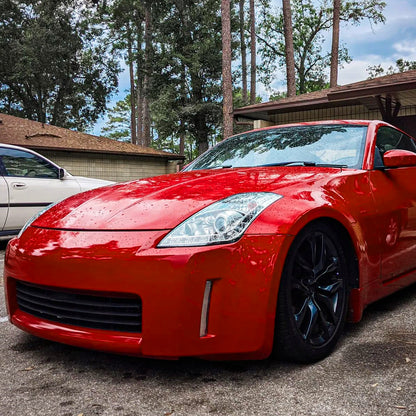 Ronnin - Fits 2006-2009 Nissan 350Z Upgraded LED Strip HID Xenon Projector Headlights Assembly Pair | Chrome