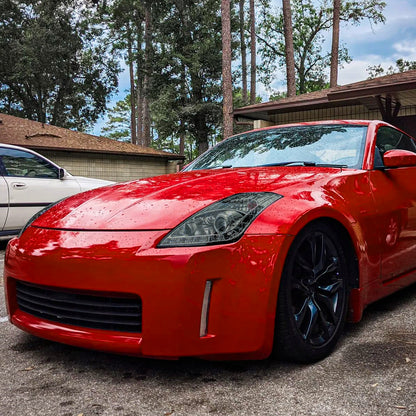 Ronnin - Fits 2006-2009 Nissan 350Z Upgraded LED Strip HID Xenon Projector Headlights Assembly Pair | Smoke