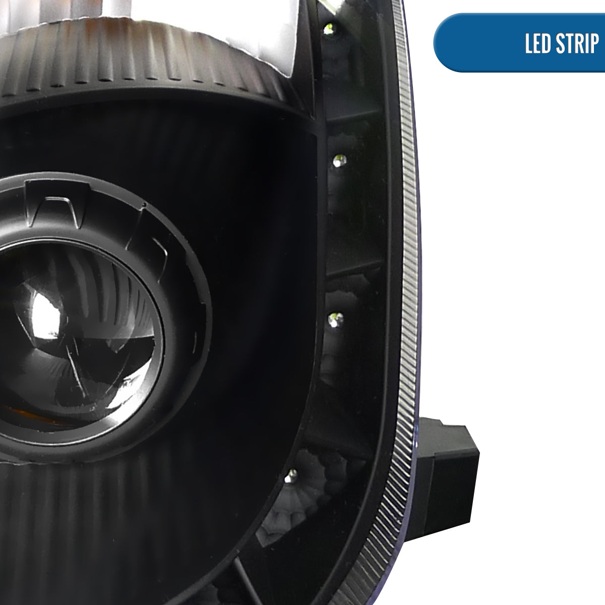 Ronnin - Fits 2006-2009 Nissan 350Z Upgraded LED Strip HID Xenon Projector Headlights Assembly Pair | Black