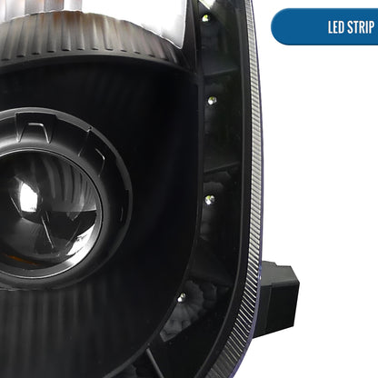 Ronnin - Fits 2006-2009 Nissan 350Z Upgraded LED Strip HID Xenon Projector Headlights Assembly Pair | Black