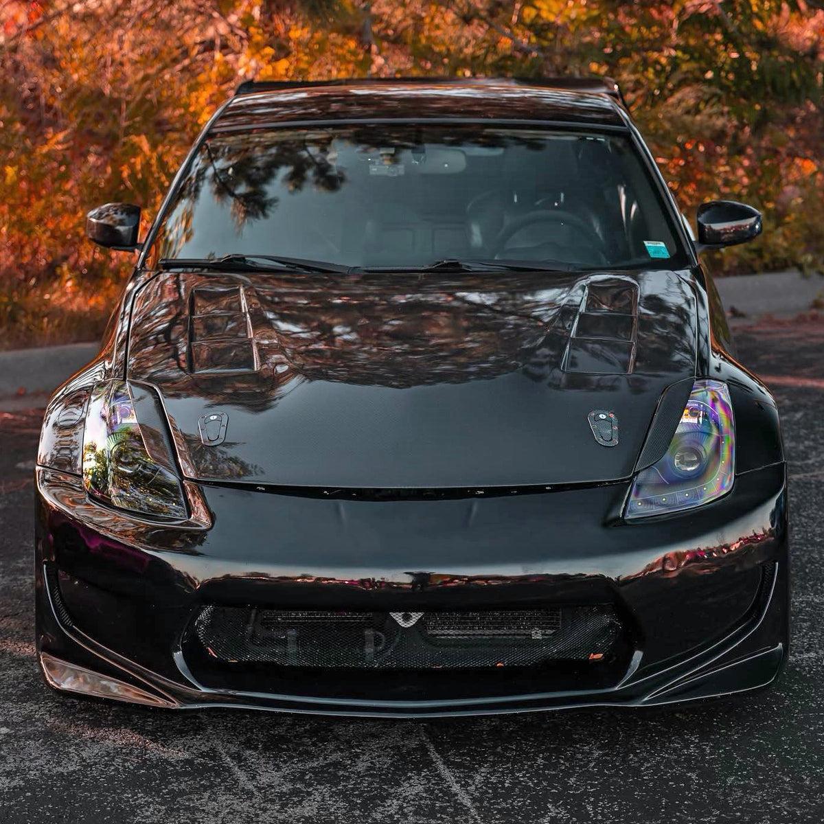 Ronnin - Fits 2006-2009 Nissan 350Z Upgraded LED Strip HID Xenon Projector Headlights Assembly Pair | Black