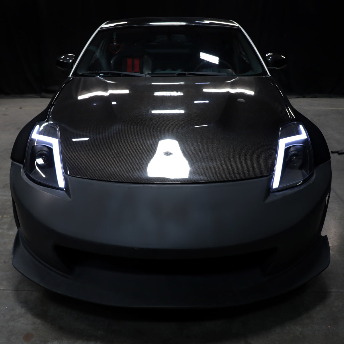 Ronnin - Fits 2006-2009 Nissan 350Z Upgraded Replacement HID Xenon Projector Headlights LED Switchback Sequential Turn Signals + Animated Startup Effect Assembly Pair | Black