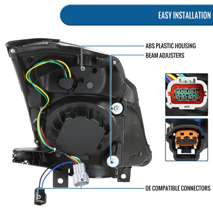 Ronnin - Fits 2006-2009 Nissan 350Z Upgraded Replacement HID Xenon Projector Headlights LED Switchback Sequential Turn Signals + Animated Startup Effect Assembly Pair | Black