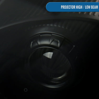 Ronnin - Fits 2006-2009 Nissan 350Z Upgraded LED Strip HID Xenon Projector Headlights Assembly Pair | Black Smoke