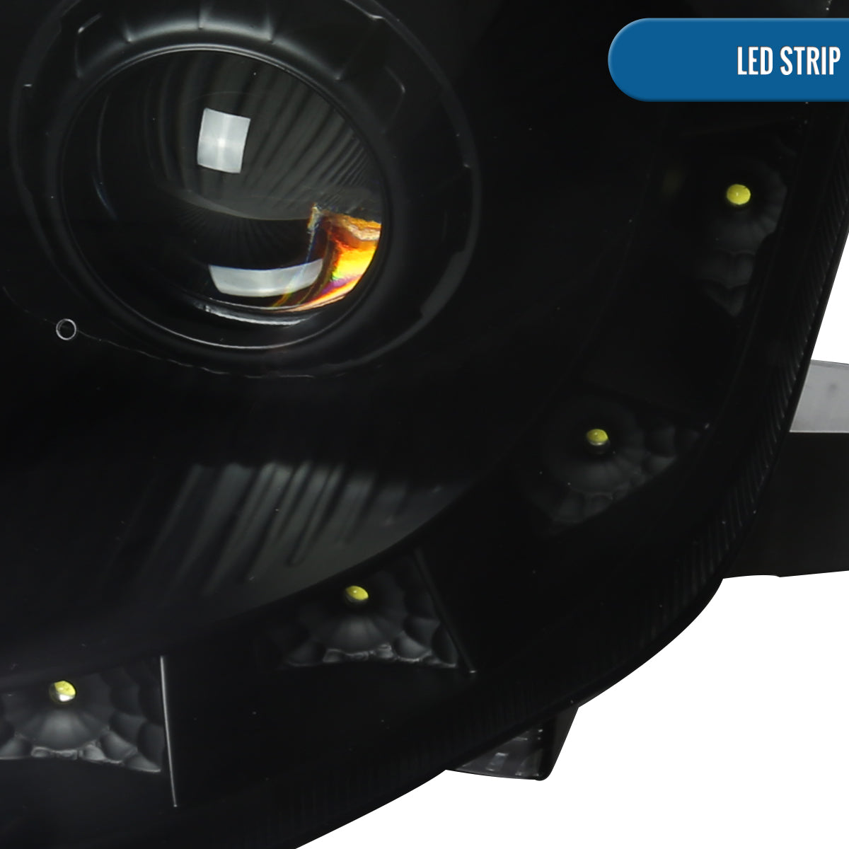 Ronnin - Fits 2006-2009 Nissan 350Z Upgraded LED Strip HID Xenon Projector Headlights Assembly Pair | Black Smoke