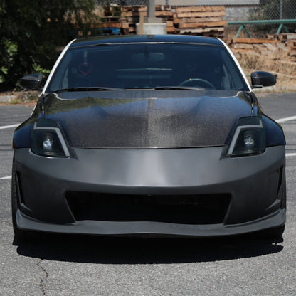 Ronnin - Fits 2006-2009 Nissan 350Z Upgraded Replacement HID Xenon Projector Headlights LED Switchback Sequential Turn Signals + Animated Startup Effect Assembly Pair | Black Smoke