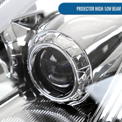 Ronnin - Fits 2006-2009 Nissan 350Z Upgraded Replacement HID Xenon Projector Headlights LED Switchback Sequential Turn Signals + Animated Startup Effect Assembly Pair | Chrome