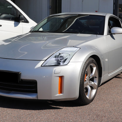 Ronnin - Fits 2006-2009 Nissan 350Z Upgraded Replacement HID Xenon Projector Headlights LED Switchback Sequential Turn Signals + Animated Startup Effect Assembly Pair | Chrome