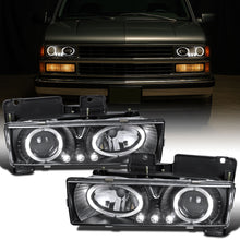 Ronnin - Compatible con Chevy GMC C10 C/K 1500 2500 3500 Suburban Yukon Blazer Tahoe Silverado Sierra de 1988-1999, montaje de faros delanteros con proyector LED de doble aro mejorado | Negro