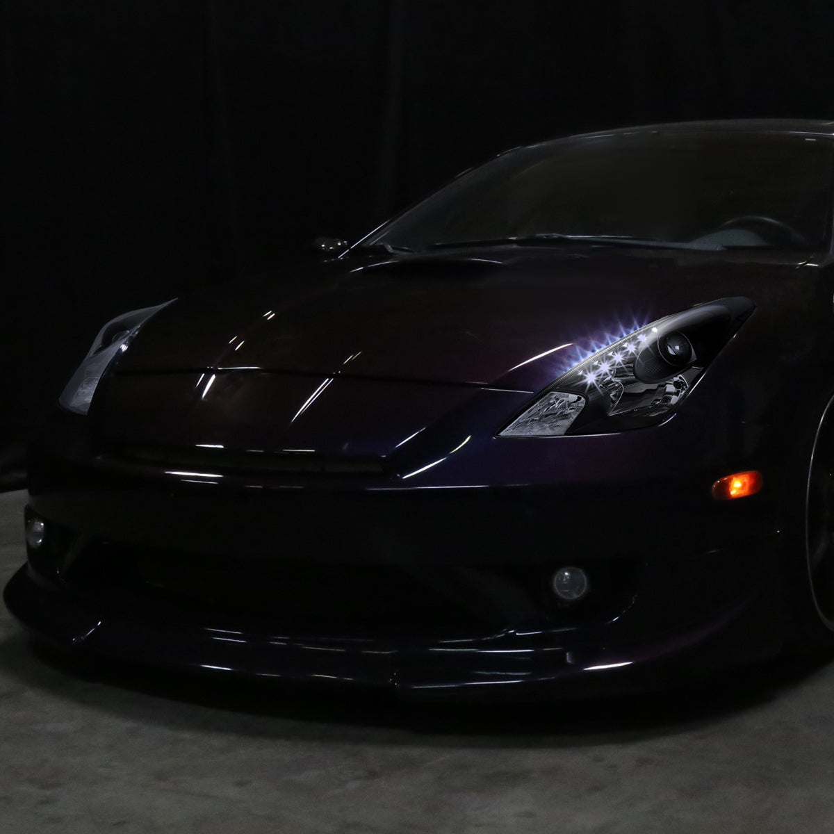 Ronnin - Fits 2000-2005 Toyota Celica LED DRL Daytime Running Lights Projector Headlights Pair | Black