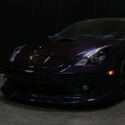 Ronnin - Fits 2000-2005 Toyota Celica LED DRL Daytime Running Lights Projector Headlights Pair | Black