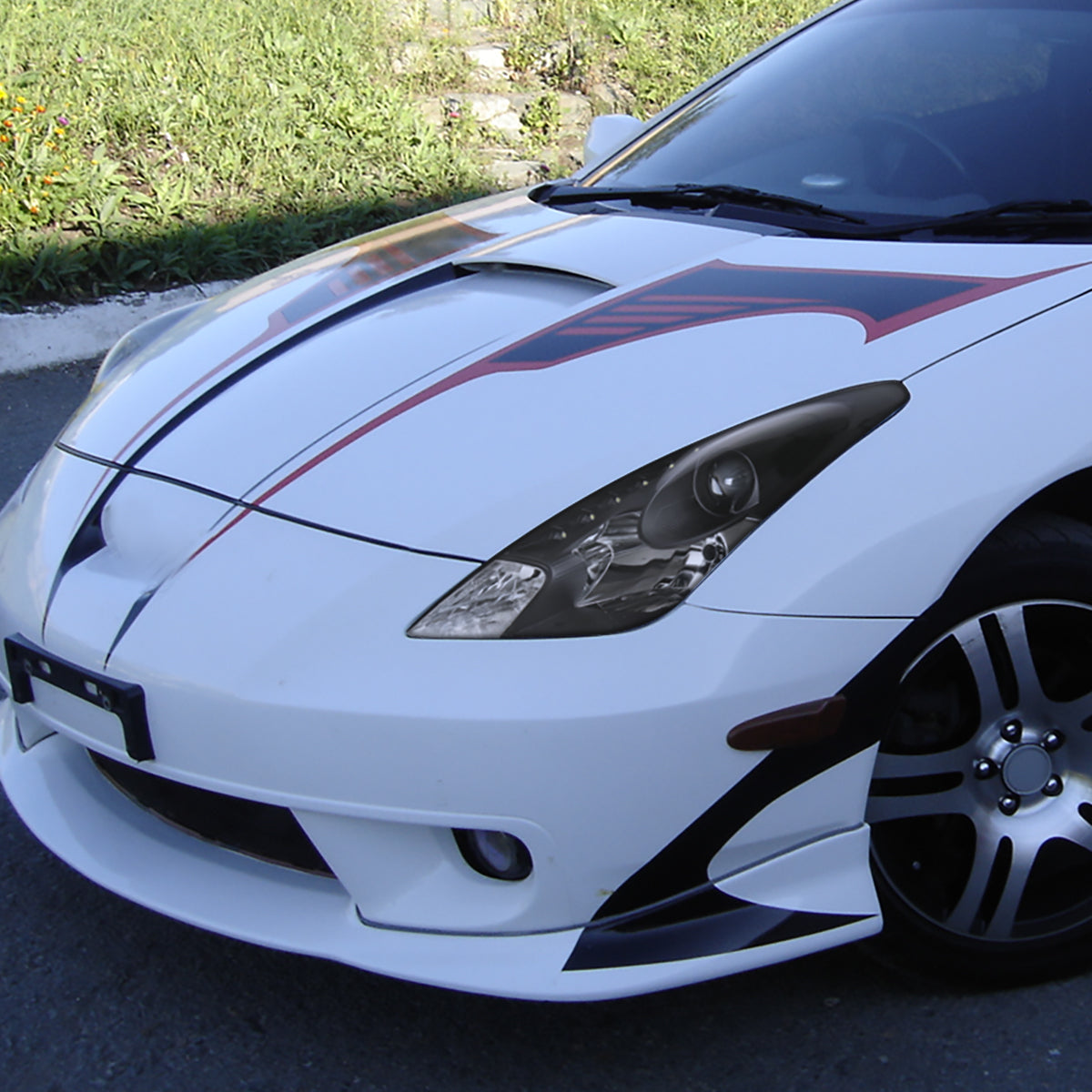 Ronnin - Fits 2000-2005 Toyota Celica LED DRL Daytime Running Lights Projector Headlights Pair | Black