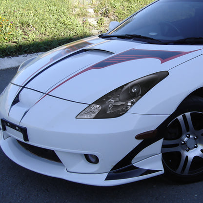 Ronnin - Fits 2000-2005 Toyota Celica LED DRL Daytime Running Lights Projector Headlights Pair | Black