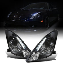 Ronnin - Fits 2000-2005 Toyota Celica LED DRL Daytime Running Lights Projector Headlights Pair | Black