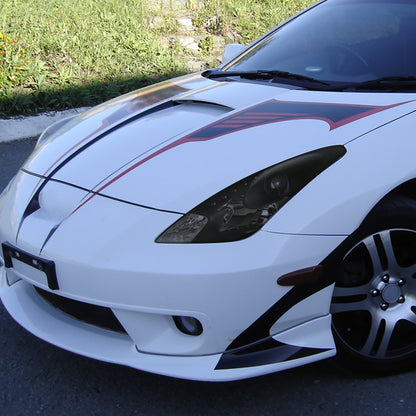 Ronnin - Fits 2000-2005 Toyota Celica LED DRL Daytime Running Lights Projector Headlights Pair | Black Smoke