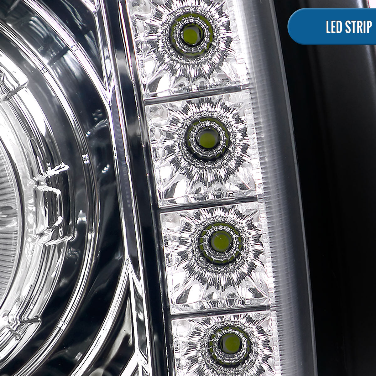 1997-2001 Jeep Cherokee Projector Headlights LED Halo Rim Lights Assembly Pair | Chrome