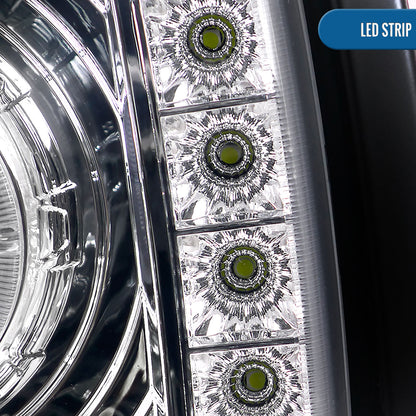 1997-2001 Jeep Cherokee Projector Headlights LED Halo Rim Lights Assembly Pair | Chrome