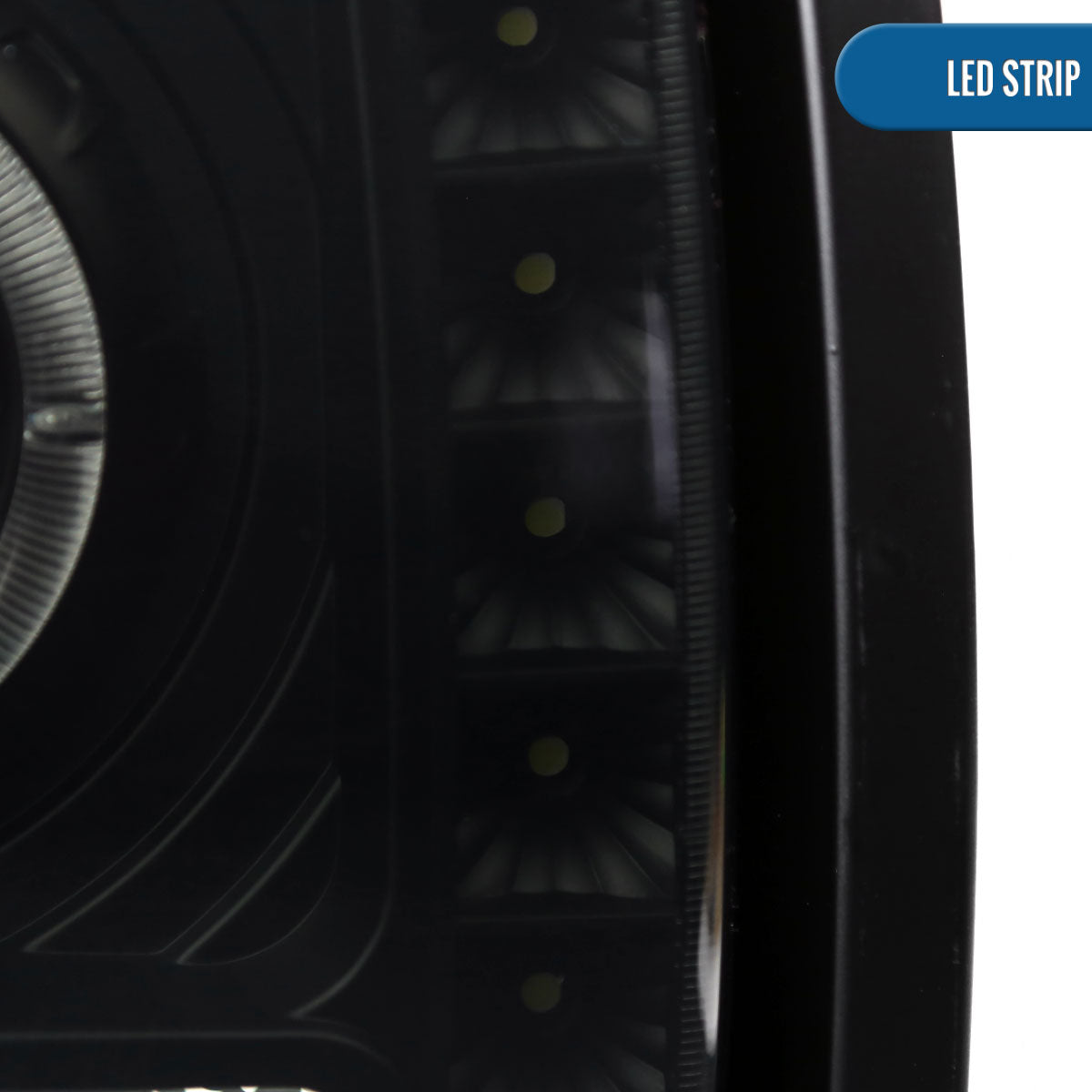 1997-2001 Jeep Cherokee Projector Headlights LED Halo Rim Lights Assembly Pair | Black Smoke
