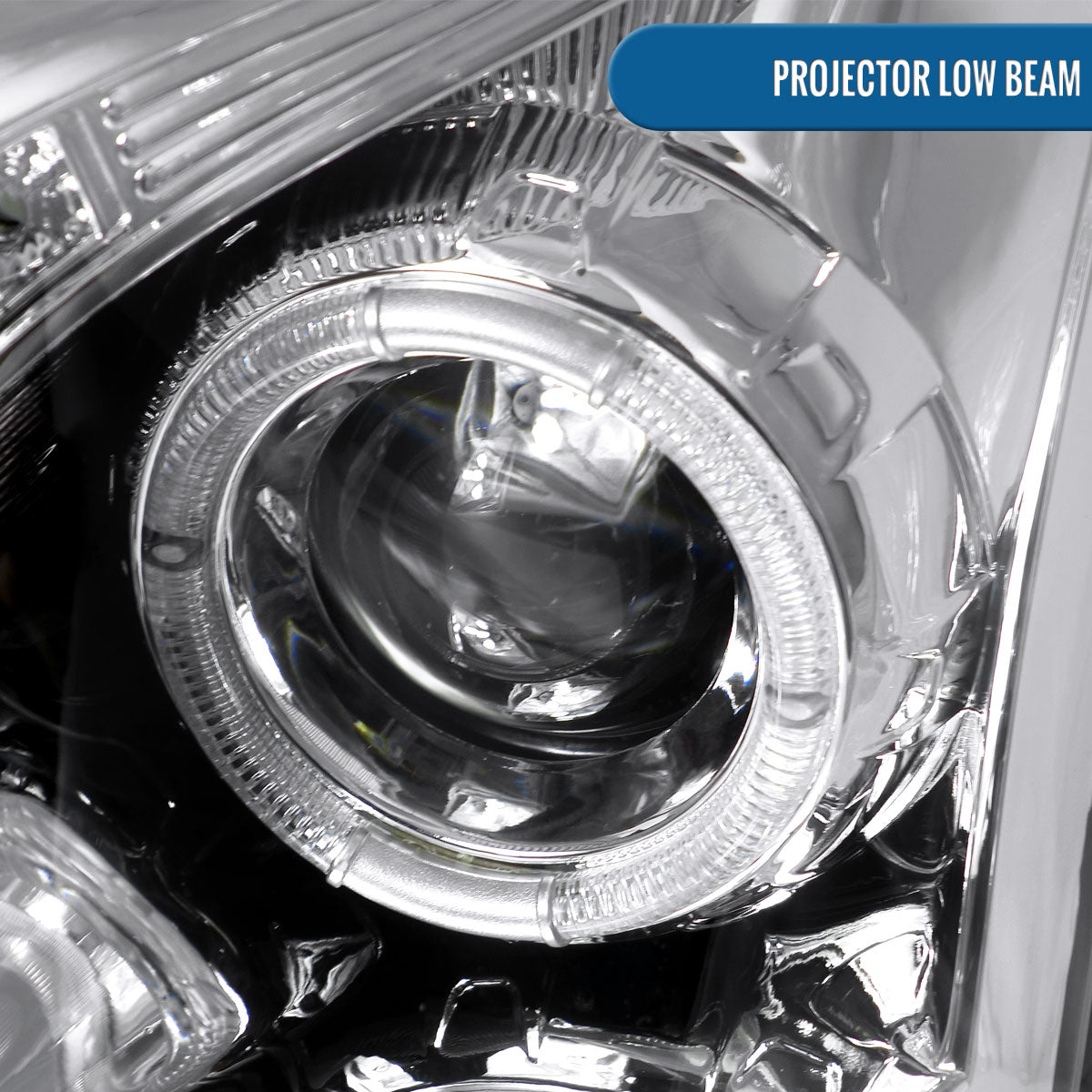 Ronnin - Fits 2003-2007 Cadillac CTS Upgraded Replacement LED Halo Rim Halogen Projector Headlights Assembly Pair | Chrome