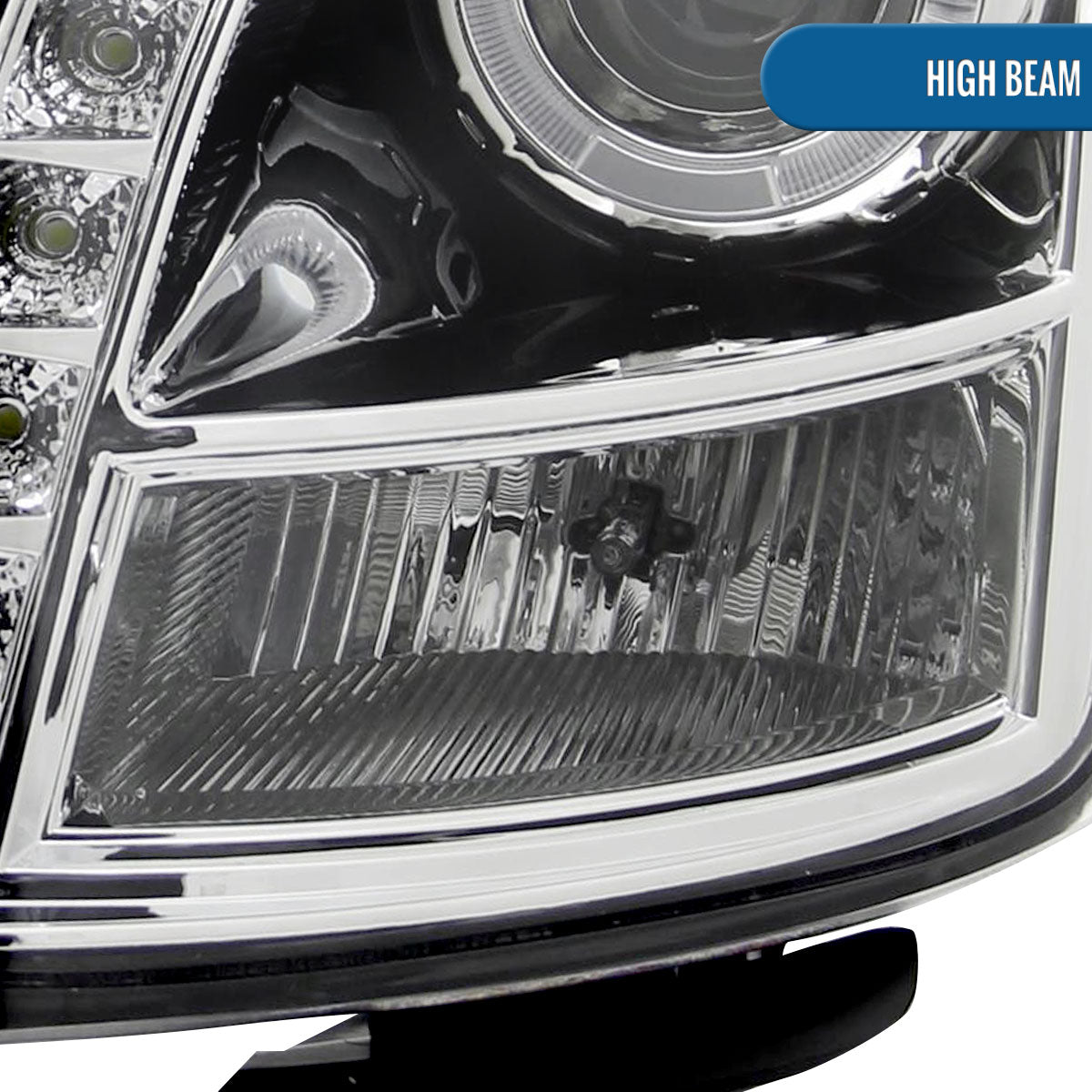 Ronnin - Fits 2003-2007 Cadillac CTS Upgraded Replacement LED Halo Rim Halogen Projector Headlights Assembly Pair | Chrome