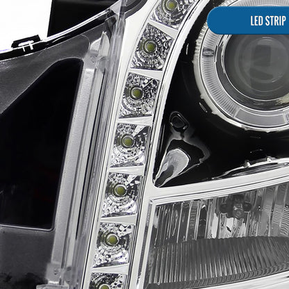 Ronnin - Fits 2003-2007 Cadillac CTS Upgraded Replacement LED Halo Rim Halogen Projector Headlights Assembly Pair | Chrome