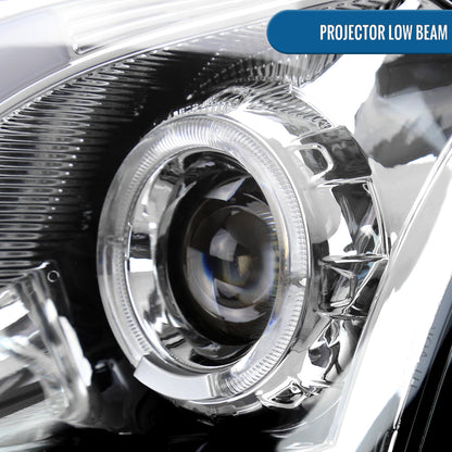 Ronnin - Fits 2003-2007 Cadillac CTS Upgraded Replacement LED Tube Switchback Sequential Turn Signal Halogen Projector Headlights Assembly Pair | Chrome