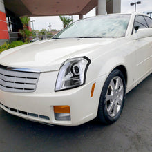 Ronnin - Fits 2003-2007 Cadillac CTS Upgraded Replacement LED Tube Switchback Sequential Turn Signal Halogen Projector Headlights Assembly Pair | Chrome