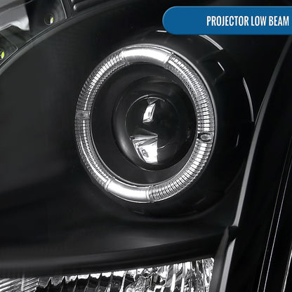 Ronnin - Fits 2003-2007 Cadillac CTS Upgraded Replacement LED Halo Rim Halogen Projector Headlights Assembly Pair | Black