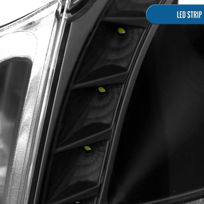 Ronnin - Fits 2003-2007 Cadillac CTS Upgraded Replacement LED Halo Rim Halogen Projector Headlights Assembly Pair | Black