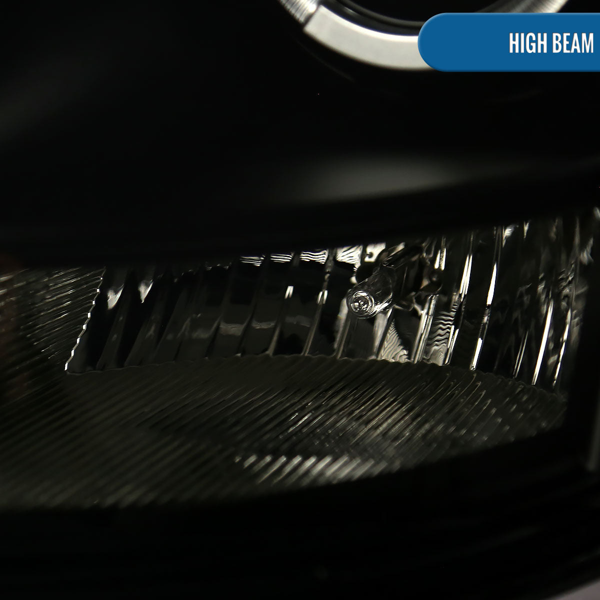 Ronnin - Fits 2003-2007 Cadillac CTS Upgraded Replacement LED Halo Rim Halogen Projector Headlights Assembly Pair | Black Smoke