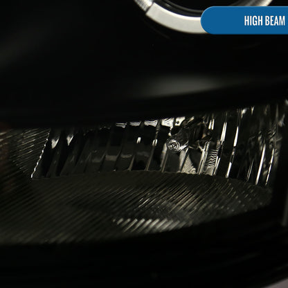 Ronnin - Fits 2003-2007 Cadillac CTS Upgraded Replacement LED Halo Rim Halogen Projector Headlights Assembly Pair | Black Smoke