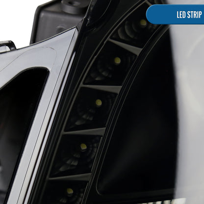 Ronnin - Fits 2003-2007 Cadillac CTS Upgraded Replacement LED Halo Rim Halogen Projector Headlights Assembly Pair | Black Smoke